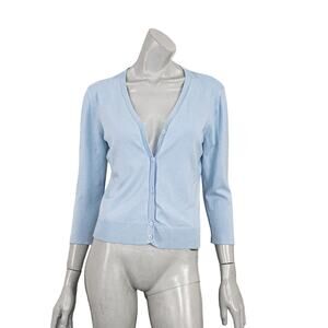 Gal Meets Glam Collection Women's Cardigan Sweater Blue knit size Small